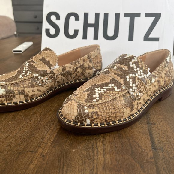 Christie Snake-Embossed Leather Flat Loafer NWT - Picture 4 of 5